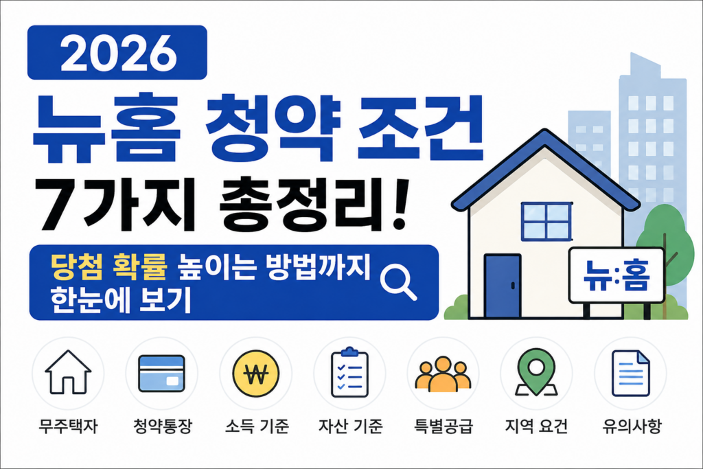 2026 뉴홈 청약 조건 7가지 총정리! 당첨 확률 높이는 방법까지 한눈에 보기 대표이미지