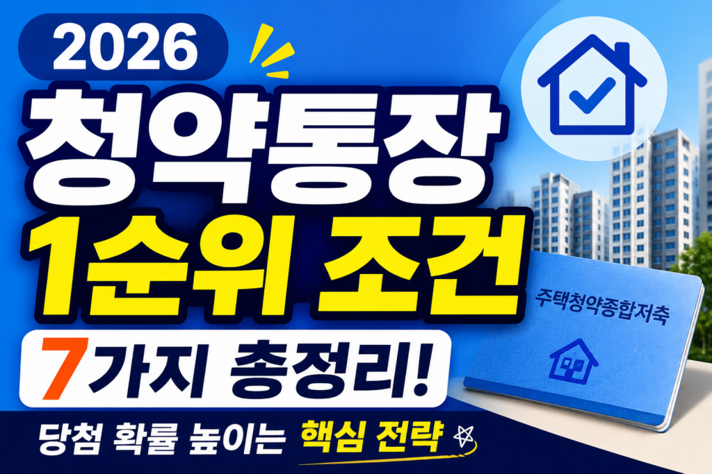 2026 청약통장 1순위 조건 7가지 총정리! 당첨 확률 높이는 핵심 전략 본문이미지