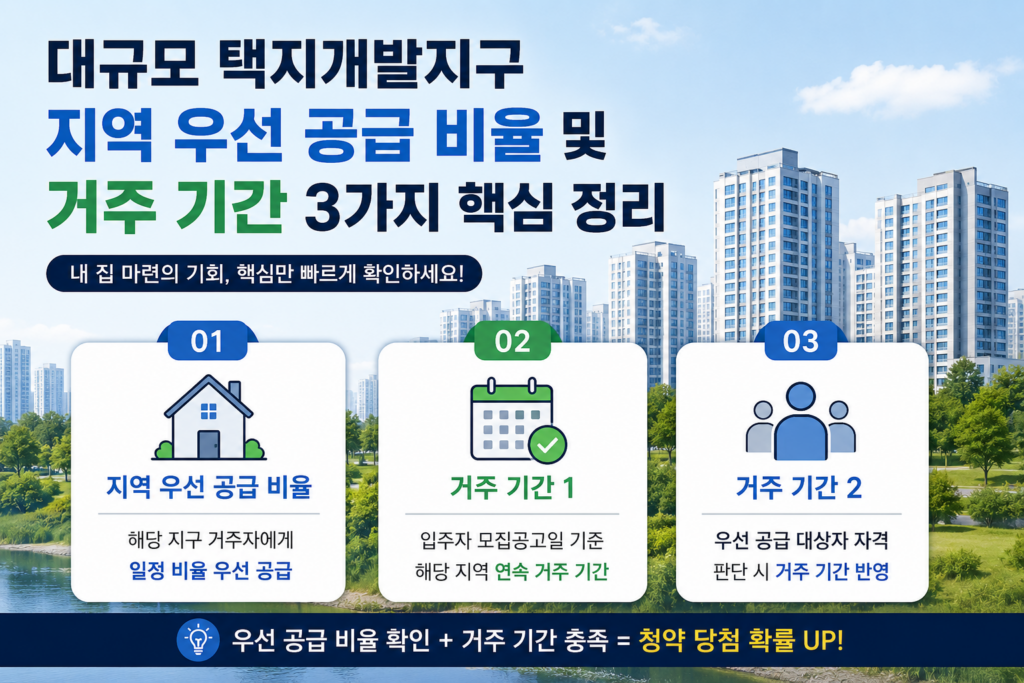 대규모 택지개발지구 지역 우선 공급 비율 및 거주 기간 3가지 핵심 정리 본문이미지