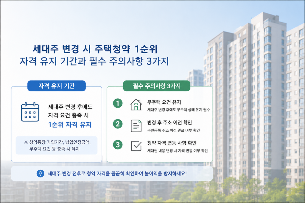 세대주 변경 시 주택청약 1순위 자격 유지 기간과 필수 주의사항 3가지 본문 이미지