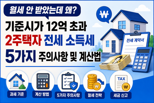 월세 안 받았는데 왜 기준시가 12억 초과 2주택자 전세 소득세 5가지 주의사항 및 계산법 대표이미지