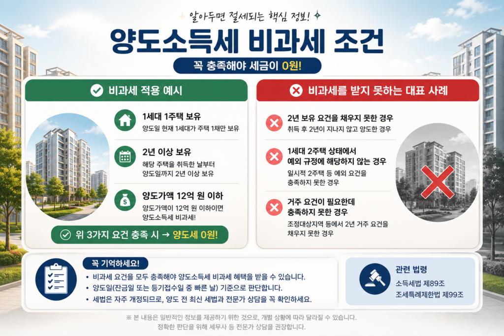 2026년 최신 양도세 비과세 조건 3가지와 1세대 1주택 확인 방법 총정리 본문이미지
